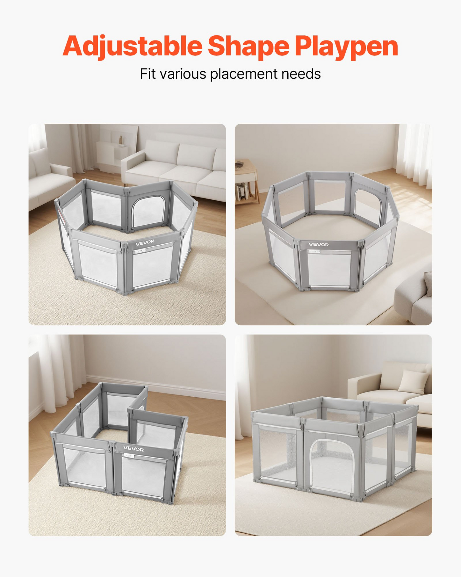 Start2Finish VEVOR baby playpen with foldable design, soft mesh sides, zippered door, ideal for toddlers indoor or outdoor.