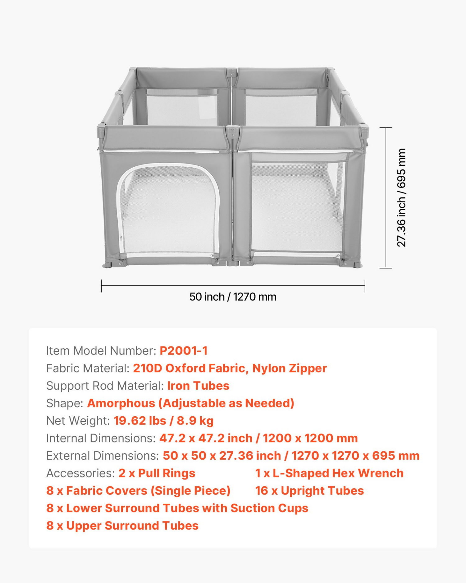 Start2Finish VEVOR baby playpen with breathable mesh, foldable design, zippered door, suitable for toddlers 6-24 months.