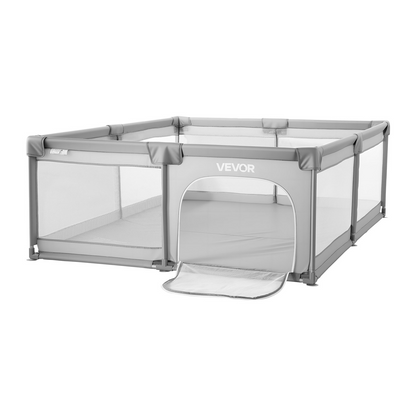Start2Finish VEVOR baby playpen with breathable mesh, zippered door, ocean balls, and safety fence for indoor and outdoor use.