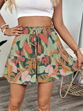 Tropical Print High Waist Shorts