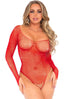 Red rhinestone snap crotch bodysuit by Viridian Leto, showcasing sparkling rhinestones and snap closure detail on one size accessories.
