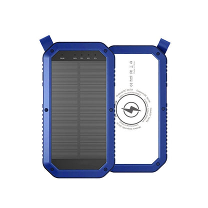 Salmon Lucky Sun Chaser Mini solar-powered wireless phone charger with 10,000 mAh capacity, compact tech accessory on a white background.