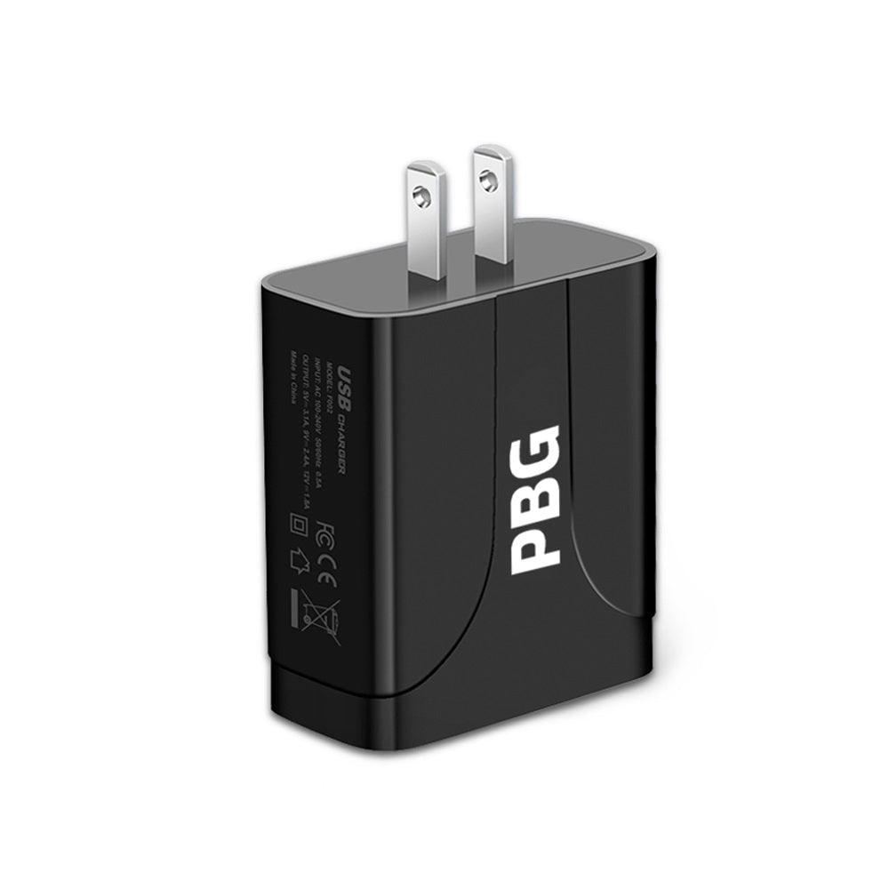 Fuchsia Electra 2-pack 5-port wall chargers for mobile and laptop devices, showing multiple USB ports and compact design.