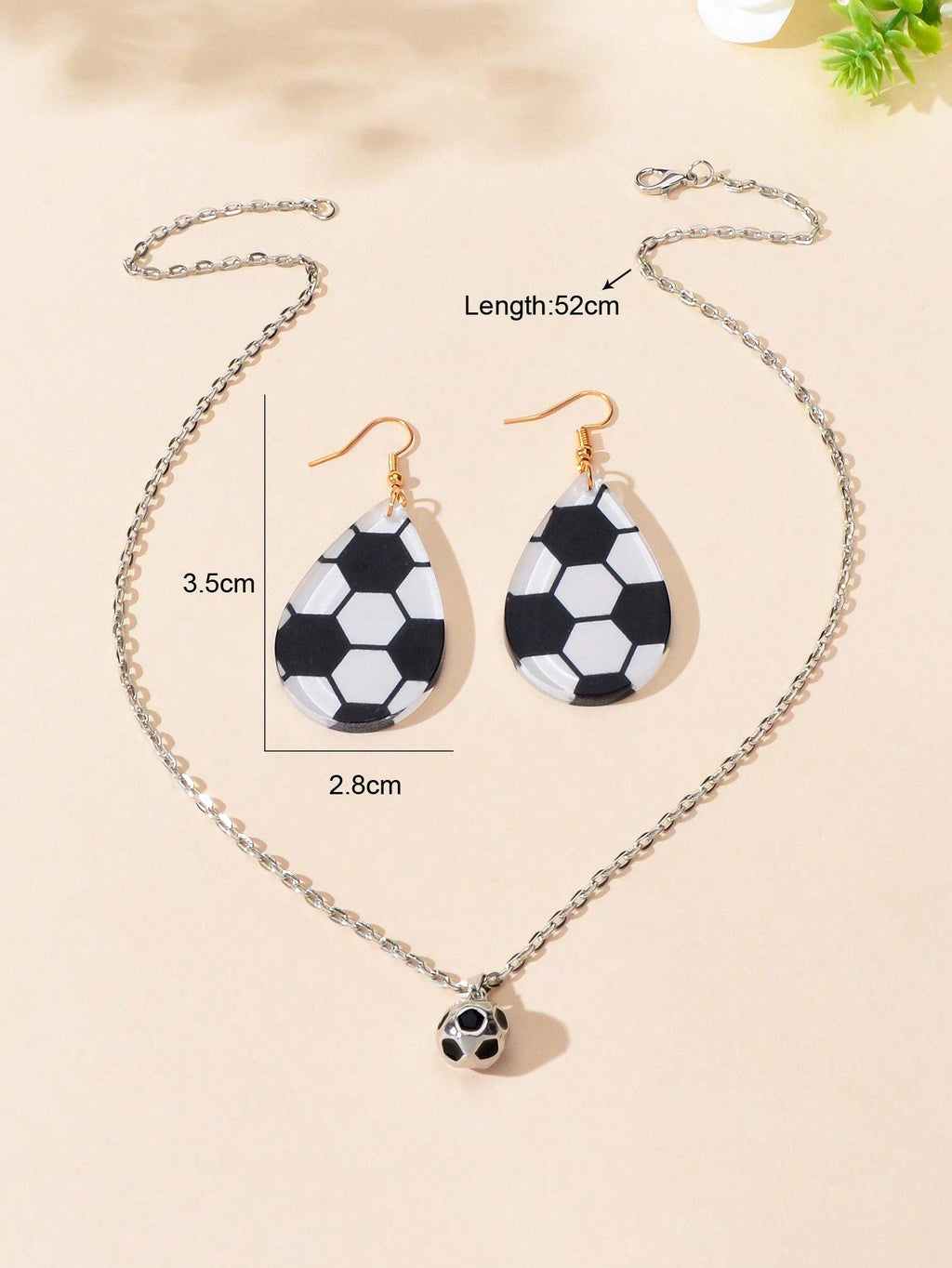 Sporty Soccer Pendant Necklace & Earrings Set - Kick up Your Style