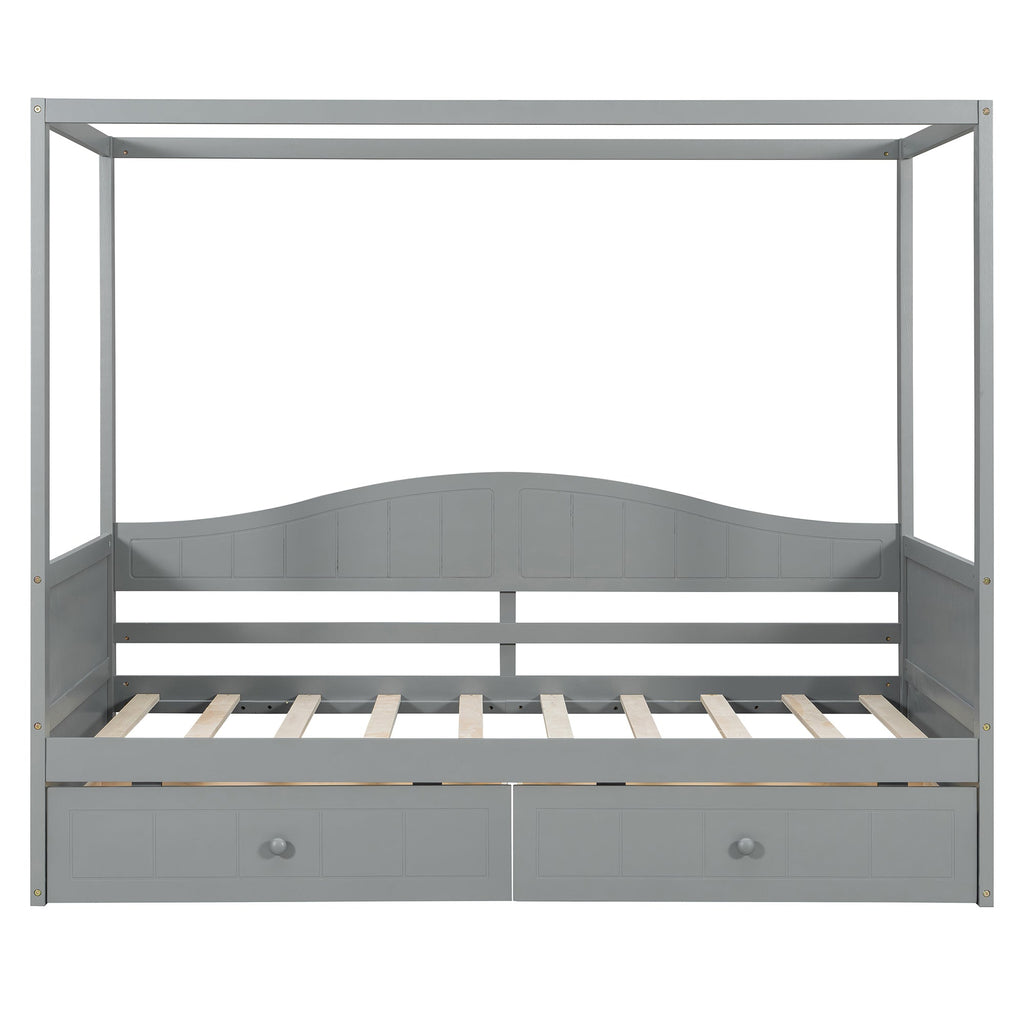 Twin Size Canopy Day Bed with 2 Drawers, Canopy Bed Frame for Bedroom