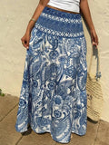 Printed High Waist Maxi Skirt