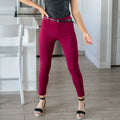 Bengaline Belted Pants--ruby Red