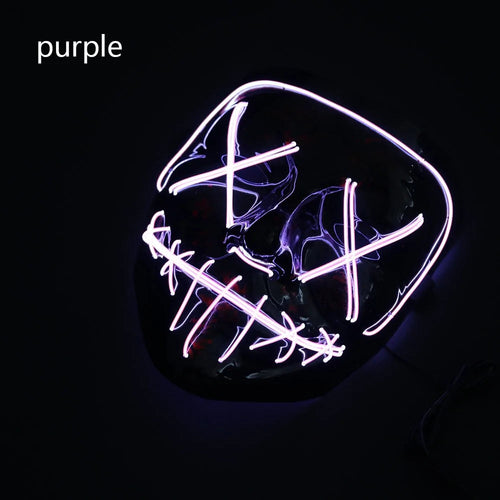 White Eucalyptus Halloween LED mask for pets, featuring colorful glowing lights and spooky design for costume dress-up.