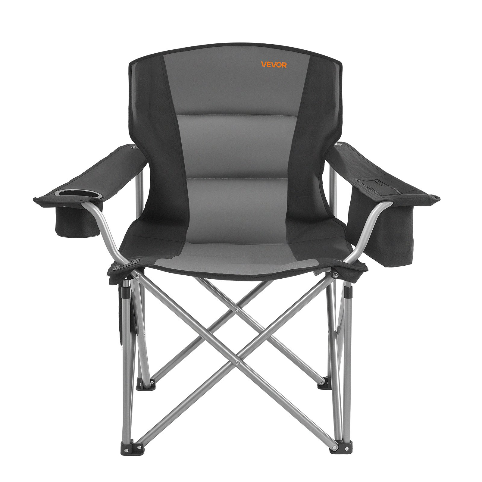 Start2Finish VEVOR oversized camping chairs with padded backrest, armrests, cup holder, side pocket, cooler bag, and carry bags, 2-pack