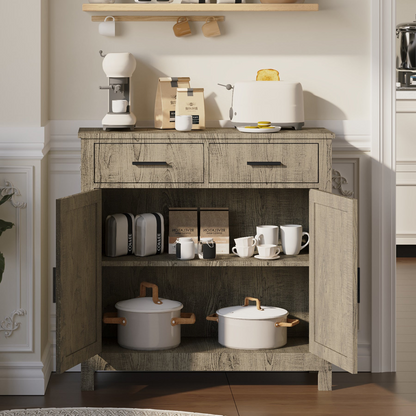 Modern farmhouse kitchen storage cabinet by Start2Finish with 2 drawers and 2 doors, featuring a sleek, functional design.
