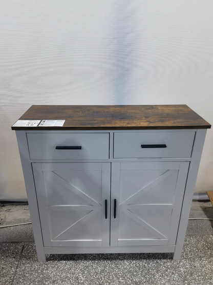 Modern farmhouse kitchen storage cabinet by Start2Finish with two drawers, two doors, and a sleek design for organized space.