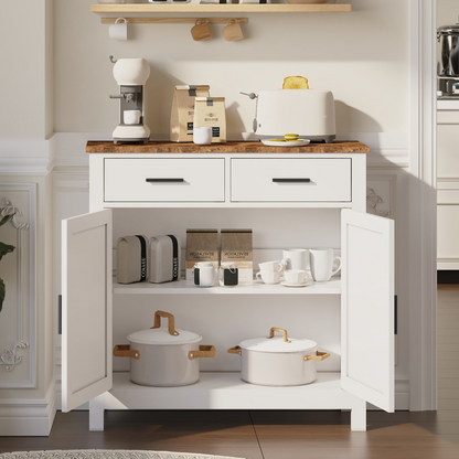 Modern farmhouse kitchen storage cabinet by Start2Finish with two drawers and two doors, featuring a stylish and functional design.