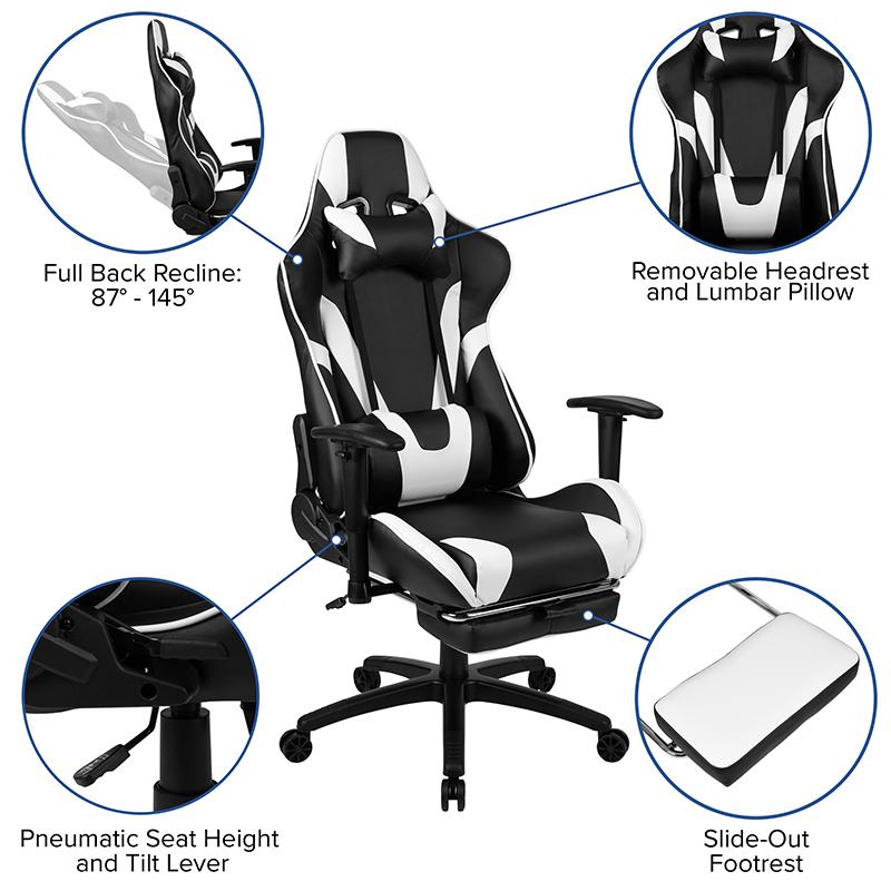 Start2Finish black gaming desk and reclining gaming chair set with footrest, featuring a modern design for gaming and work.
