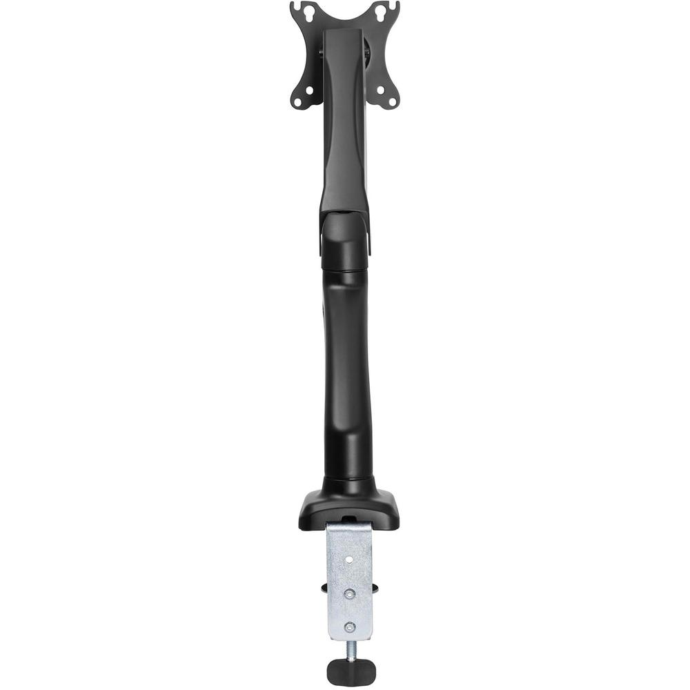 Black Lorell monitor mounting arm, height adjustable, supports one display, with 75x75 or 100x100 VESA mount, 14.3 lb capacity