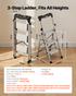 Start2Finish VEVOR 3-step aluminum ladder with wide anti-slip pedals and comfort handgrip, ideal for kitchen, warehouse, and household use