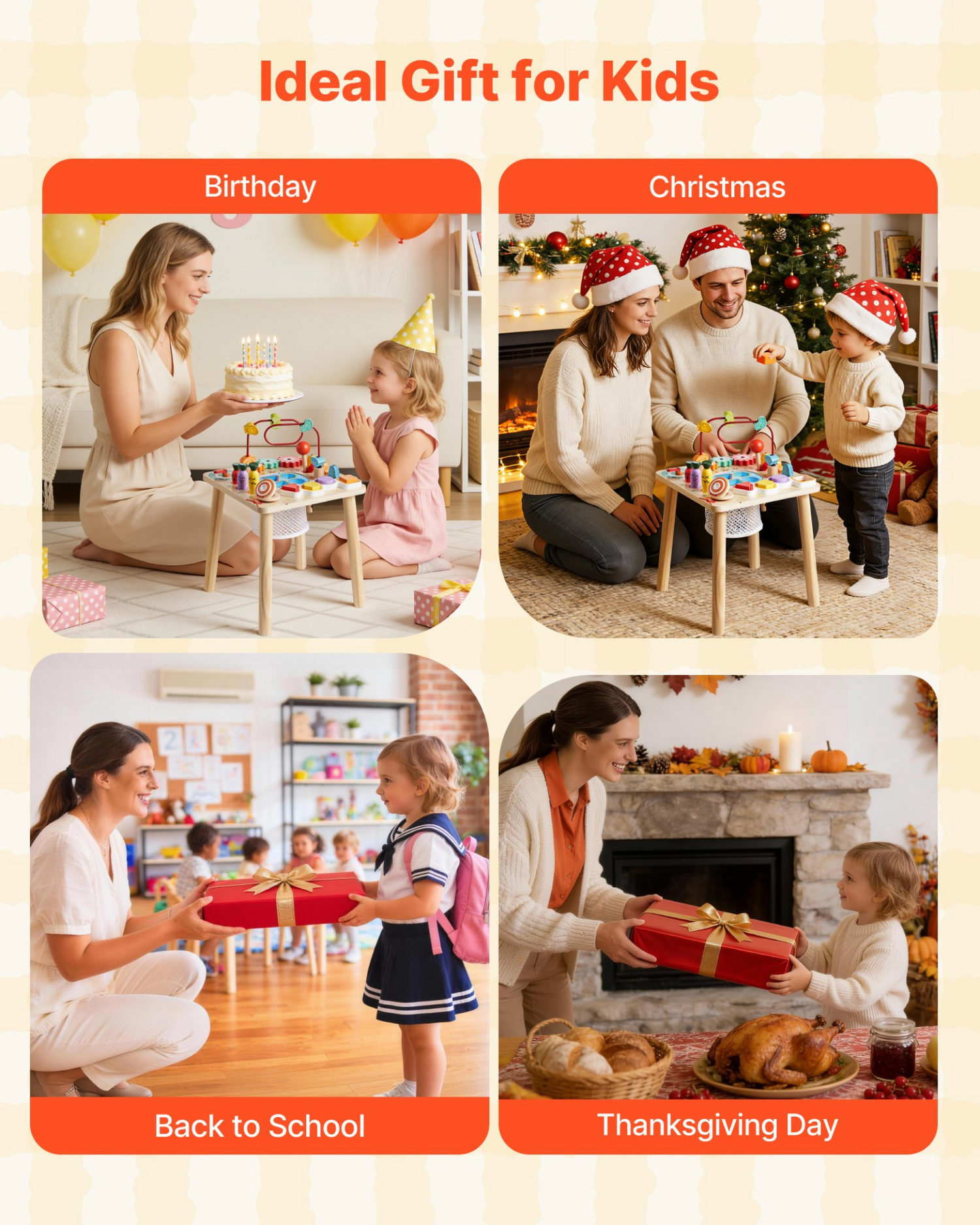 Start2Finish VEVOR Montessori activity table for toddlers, wooden 8-in-1 learning desk for children 6+ months to 3 years.