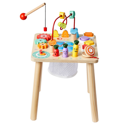 Start2Finish VEVOR Montessori toddler activity table with wooden design, perfect for ages 6 months to 3 years, featuring multiple learning surfaces.