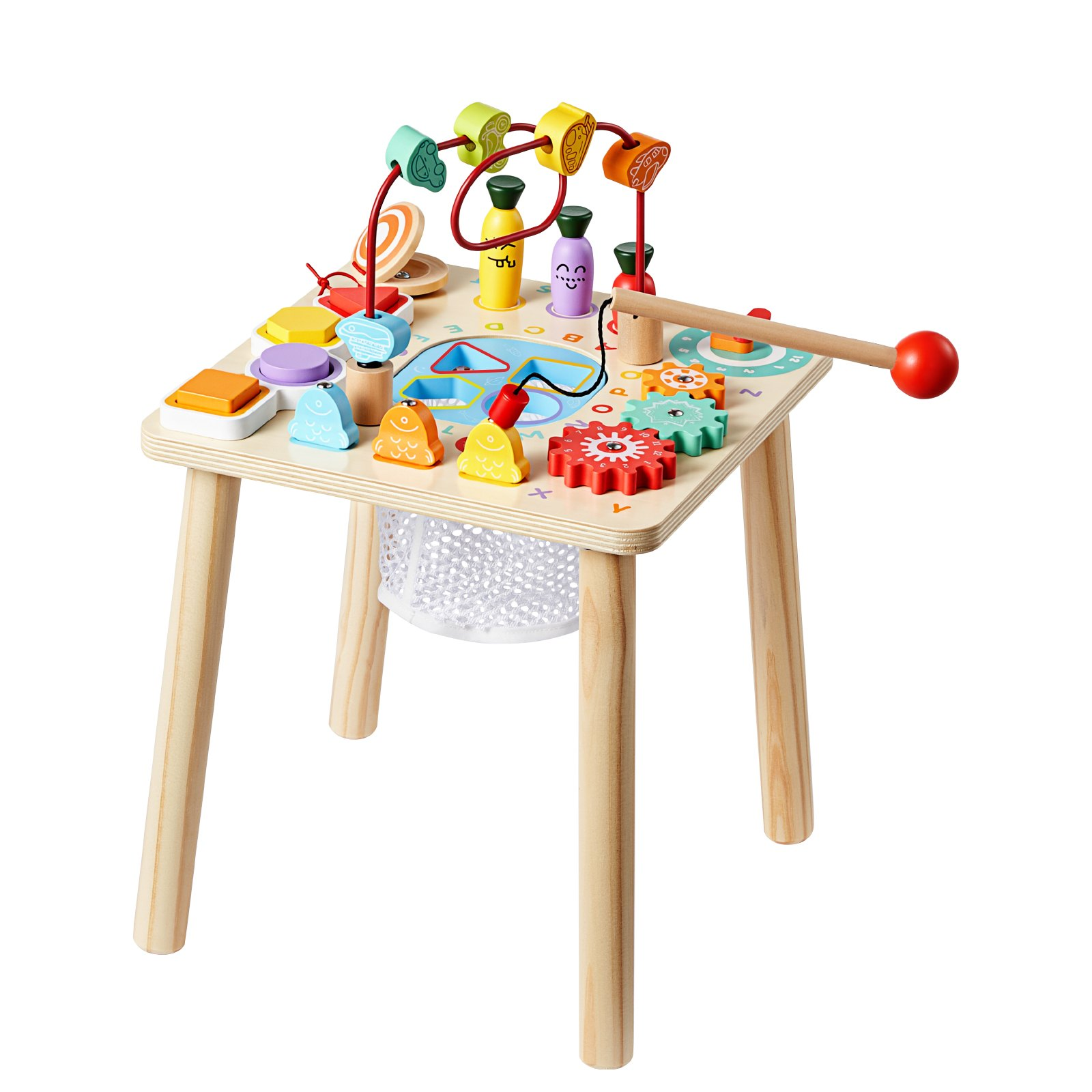 Start2Finish VEVOR Montessori toddler activity table with 8-in-1 wooden baby play desk for children 6 months and up.