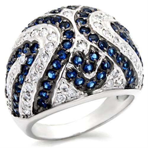 31118 - Rhodium + Ruthenium 925 Sterling Silver Ring with Synthetic