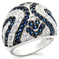 31118 - Rhodium + Ruthenium 925 Sterling Silver Ring with Synthetic