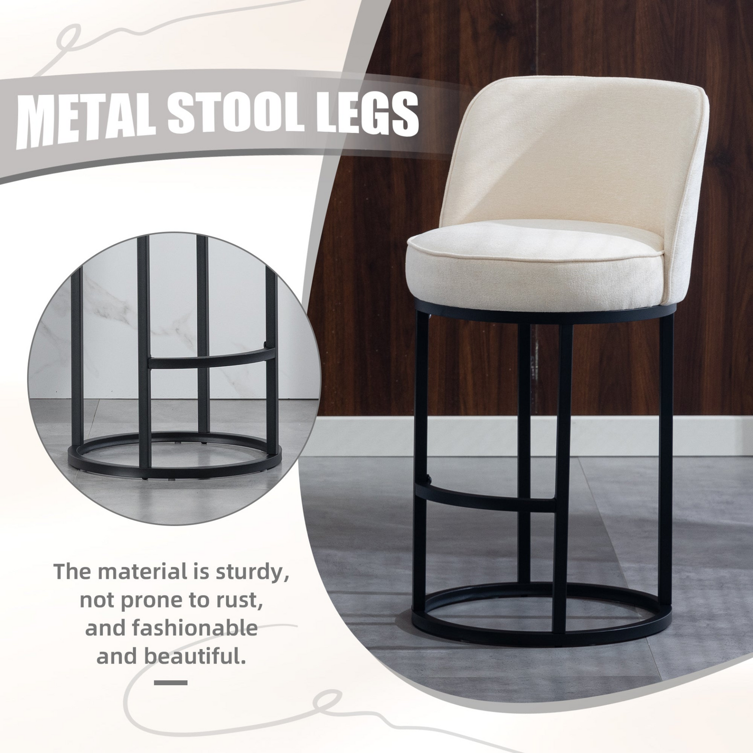 Modern barrel upholstered accent bar stools with backrests by Start2Finish, stylish home seating with plush fabric and sleek design.