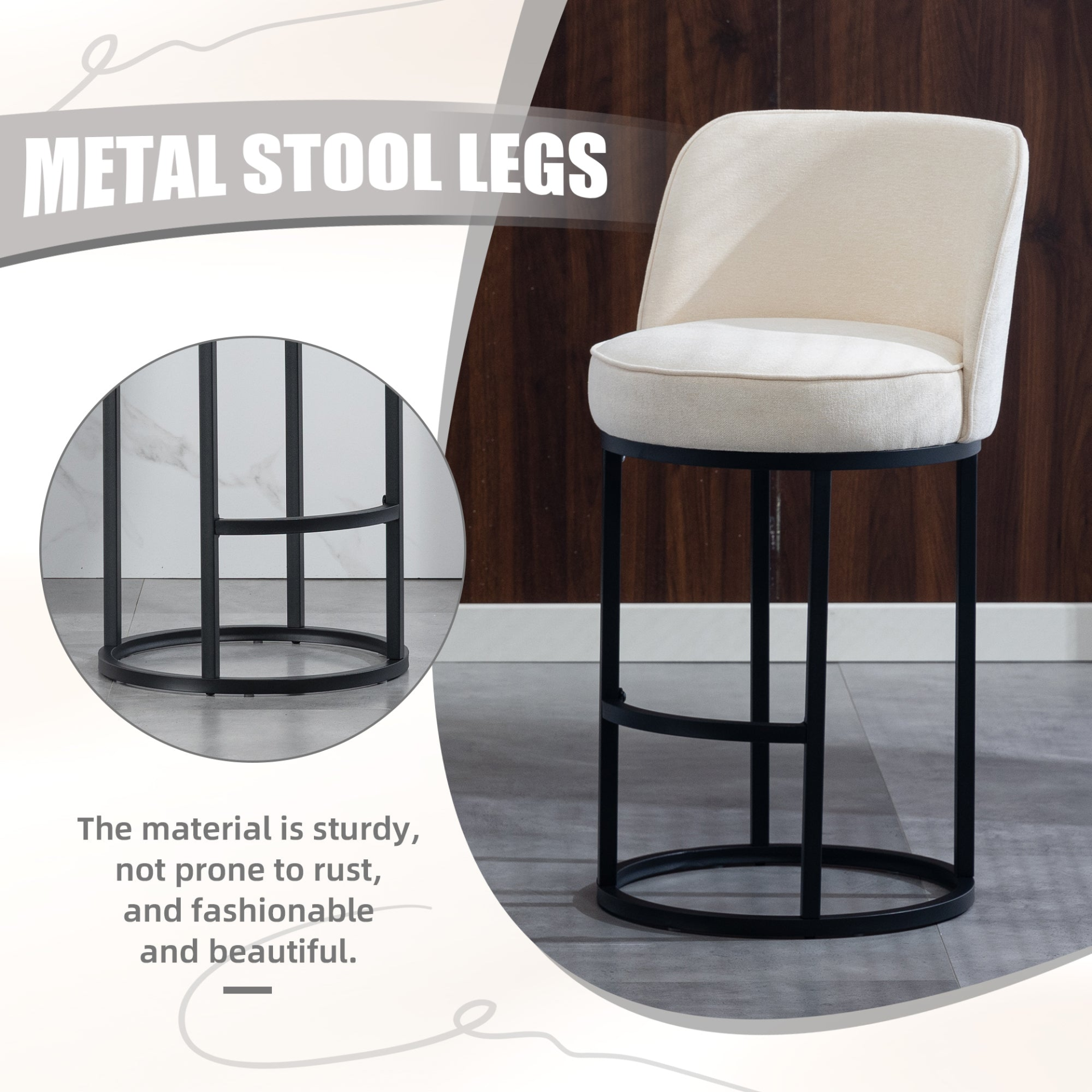 Modern barrel upholstered accent bar stools with backrests by Start2Finish, stylish home seating with plush fabric and sleek design.