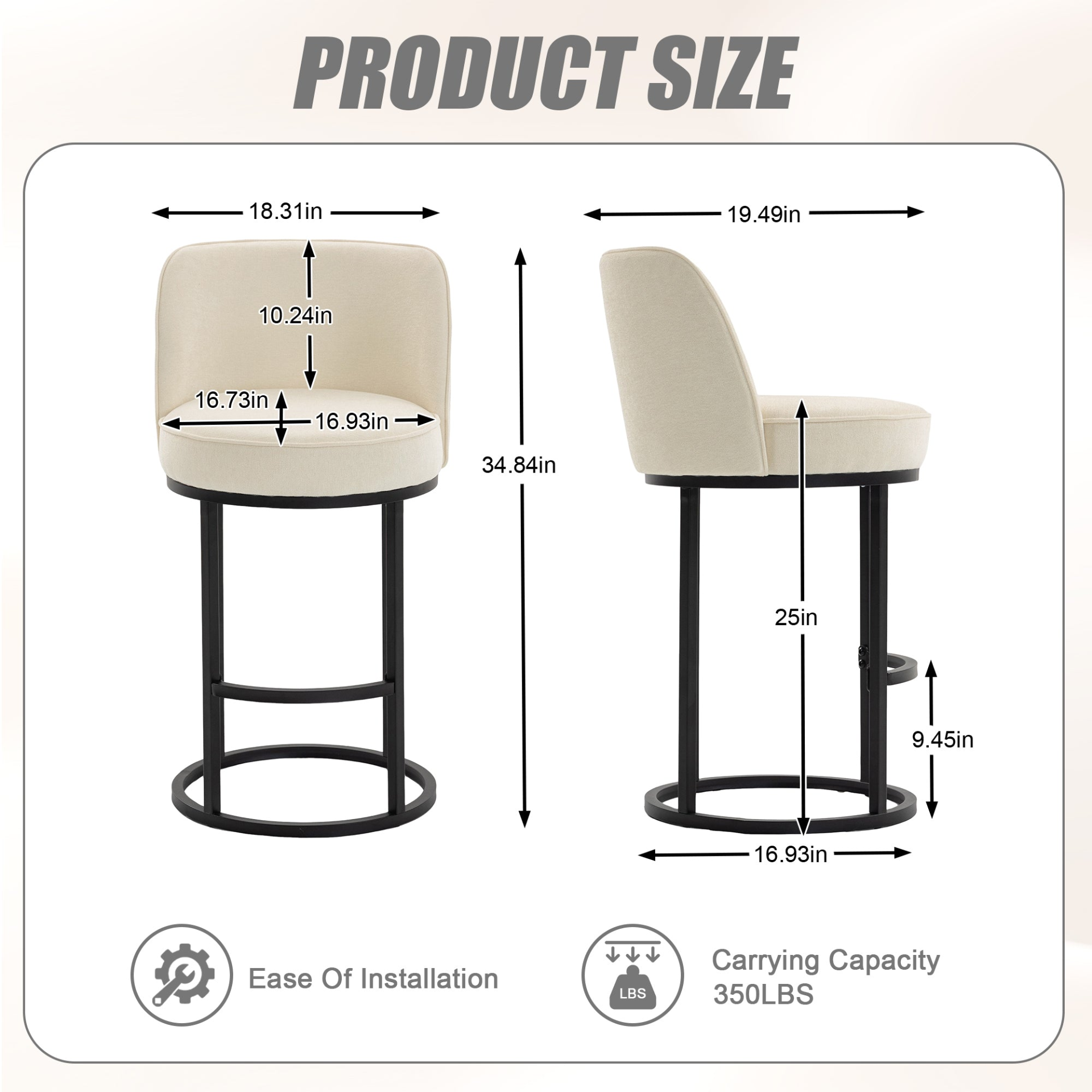 Modern barrel upholstered accent bar stool with backrest by Start2Finish, featuring a stylish design for home seating.