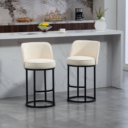 Modern barrel upholstered accent bar stool with backrest by Start2Finish, featuring stylish home seating design and plush cushioning.