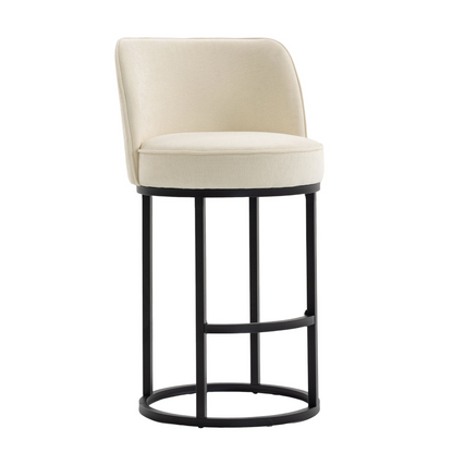 Modern barrel upholstered accent bar stool with backrest by Start2Finish, featuring stylish design and comfortable seating.