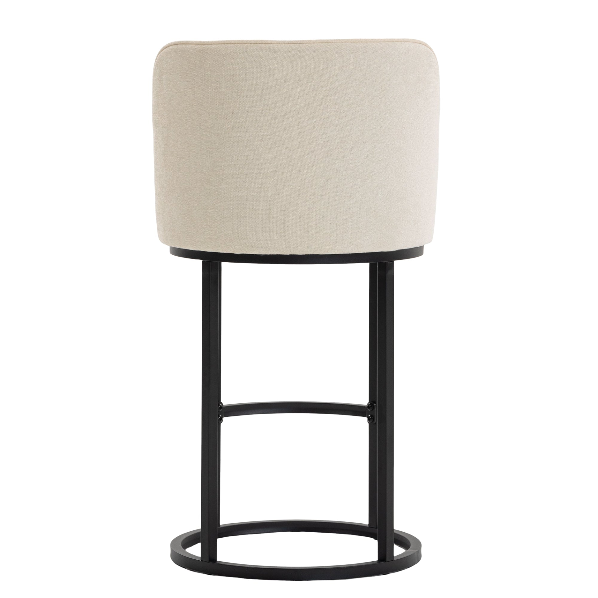 Modern barrel upholstered accent bar stool with backrest by Start2Finish, showcasing a stylish home seating design with plush fabric.