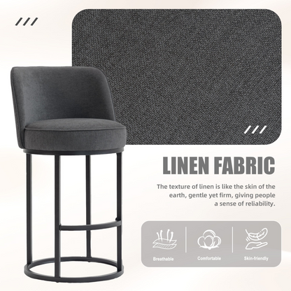 Modern barrel upholstered accent bar stool with backrest by Start2Finish, featuring stylish design and plush cushioning for home seating.