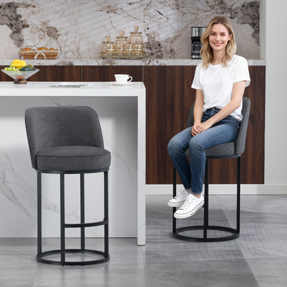 Start2Finish modern barrel upholstered accent bar stools with backrests, stylish home seating with plush fabric and sleek design.