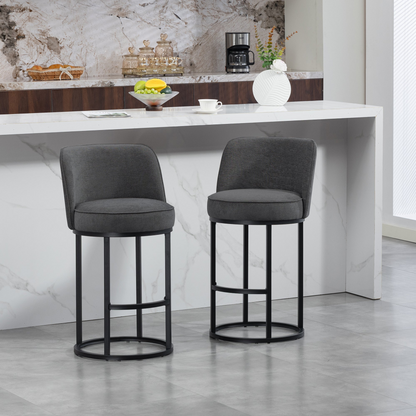 Start2Finish modern barrel upholstered accent bar stool with backrest, stylish home seating, showcasing a sleek design and comfortable cushion.