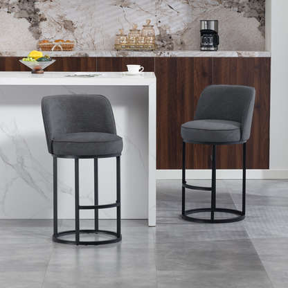 Modern barrel upholstered accent bar stool with backrest by Start2Finish, featuring stylish home seating and contemporary design.