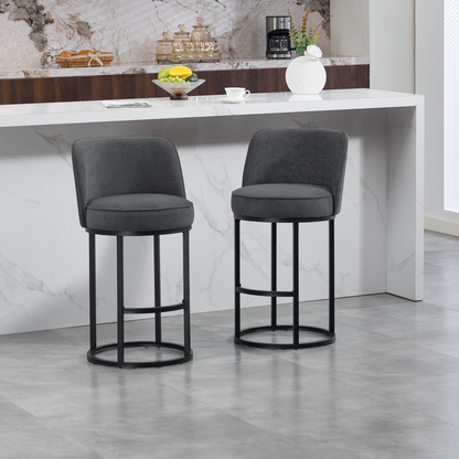 Modern barrel upholstered accent bar stools with backrests by Start2Finish, stylish home seating with contemporary design and plush cushioning.