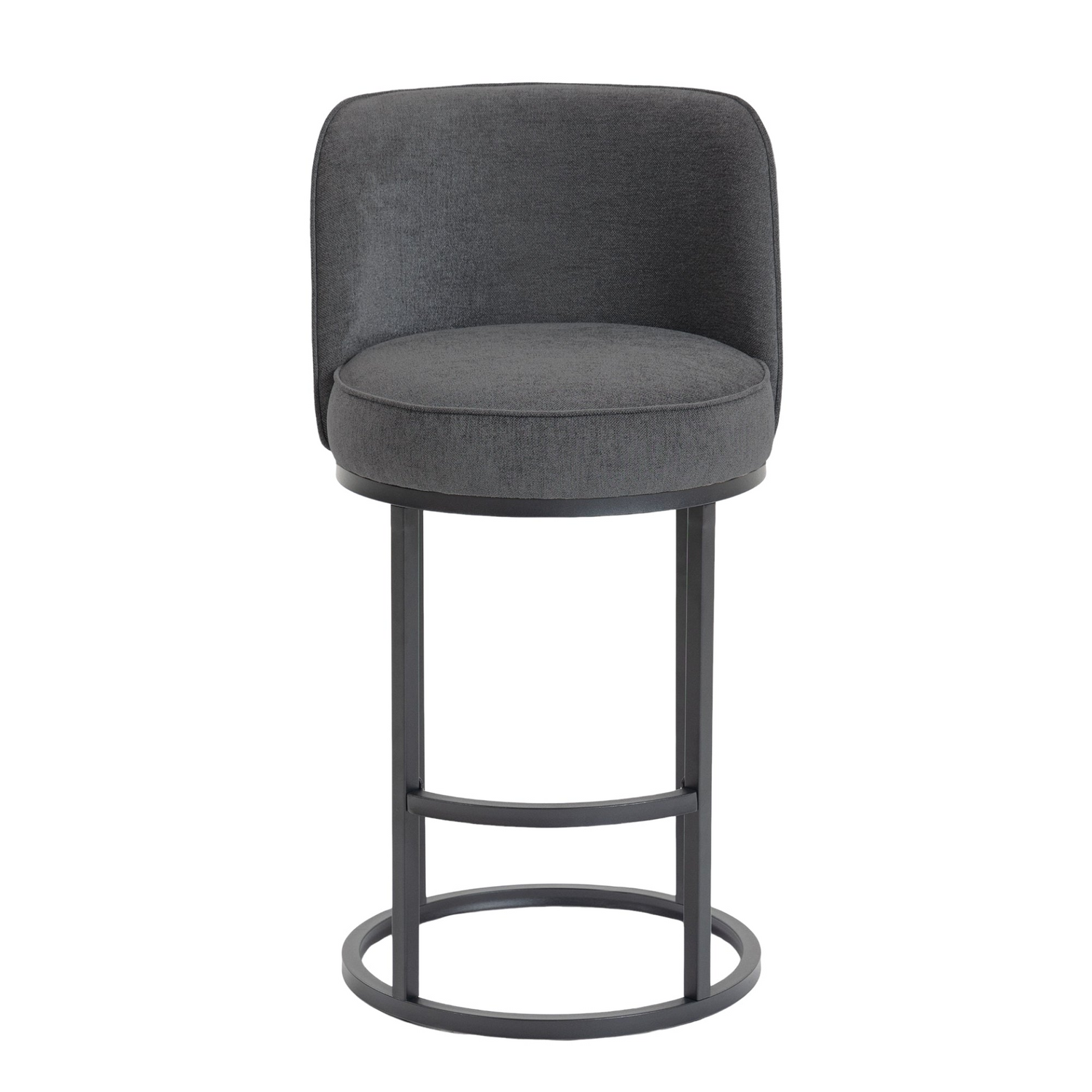 Start2Finish modern barrel upholstered accent bar stools with backrests, showcasing stylish home seating with cushioned seats and sleek design.