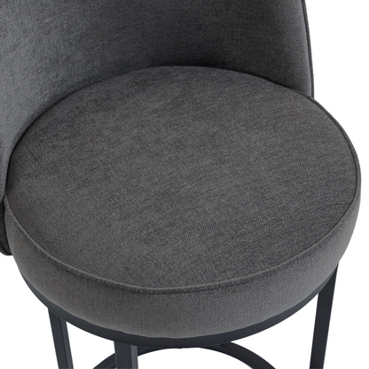 Start2Finish modern barrel upholstered bar stool with backrest, stylish home seating, featuring a padded seat and sleek design.