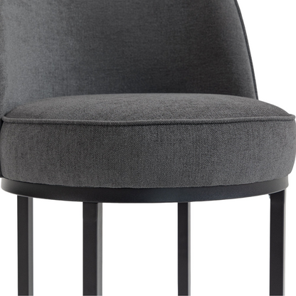 Modern Barrel upholstered accent bar stools with backrests, stylish home seating by Start2Finish, featuring plush fabric and wooden legs.