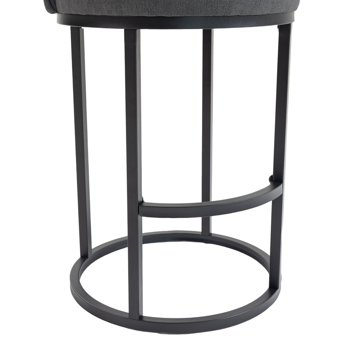 Pair of modern upholstered barrel accent bar stools with backrests, stylish home seating by Start2Finish.