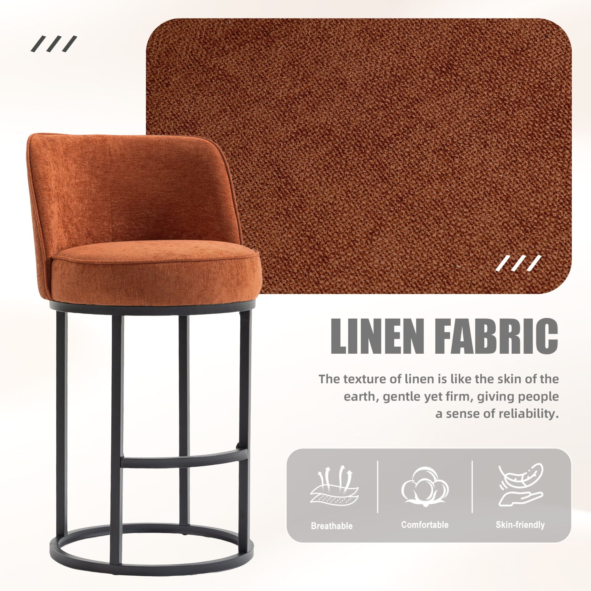 Modern barrel upholstered accent bar stools with backrests from Start2Finish, showcasing stylish home seating with padded seats and sleek design.
