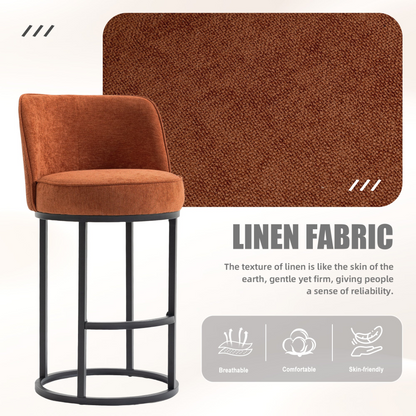 Modern barrel upholstered accent bar stools with backrests from Start2Finish, showcasing stylish home seating with padded seats and sleek design.