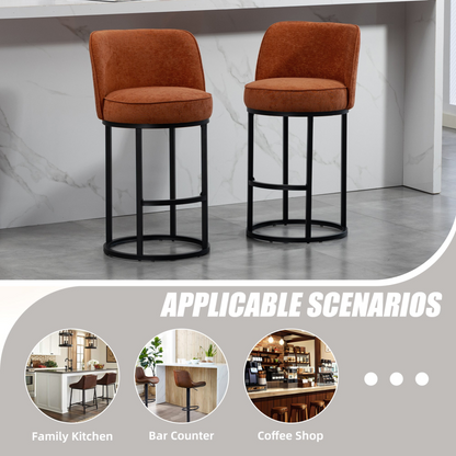 Start2Finish modern barrel upholstered accent bar stool with backrest, stylish home seating, beige fabric, metal legs, and cushioned comfort.