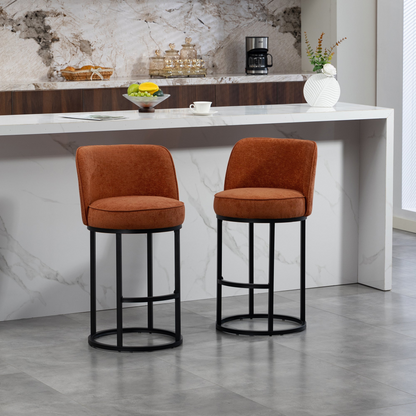 Modern barrel upholstered accent bar stools with backrests by Start2Finish, stylish home seating with plush cushioning and sleek design.