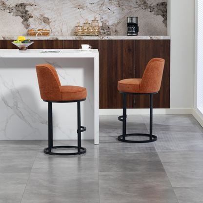 Start2Finish modern barrel upholstered accent bar stools with backrest, stylish home seating with padded cushions and sleek design.