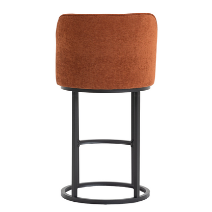 Start2Finish modern barrel upholstered accent bar stool with backrest, stylish home seating, and comfortable padded upholstery.