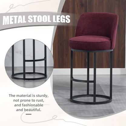 Modern Barrel Upholstered Accent Bar Stools with backrest by Start2Finish, showcasing stylish home seating with plush fabric and sturdy design.