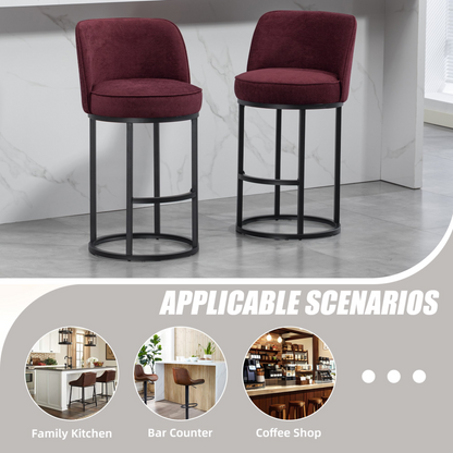 Start2Finish modern barrel upholstered accent bar stools with backrests, stylish home seating with comfortable padding and sleek design.