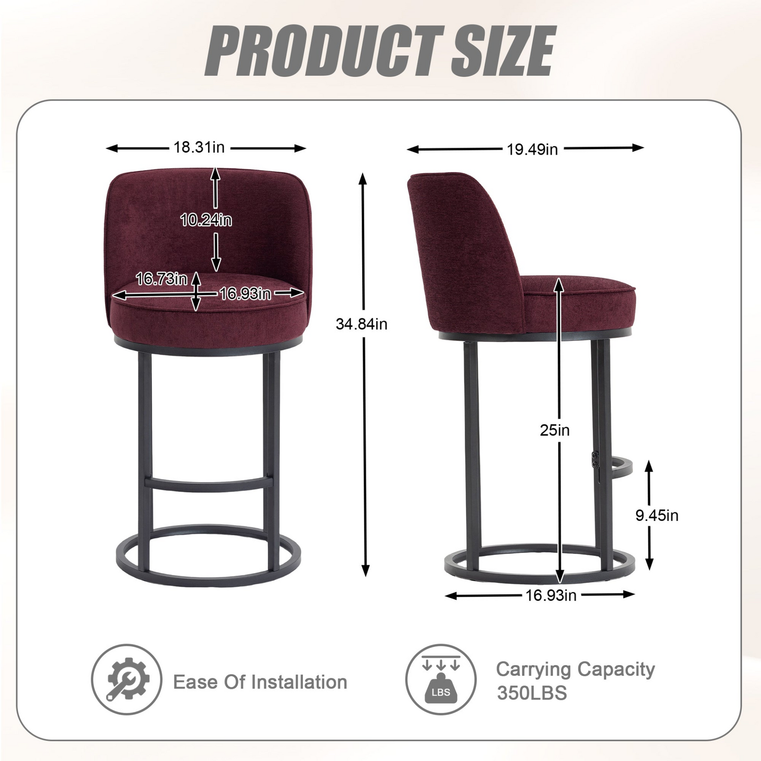 Start2Finish modern barrel upholstered accent bar stools with backrests, stylish home seating with sleek design and comfortable cushions.