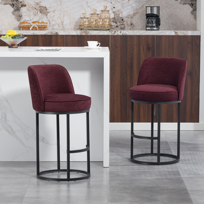 Start2Finish modern barrel upholstered accent bar stool with backrest, stylish home seating with a sleek design and comfortable cushion.