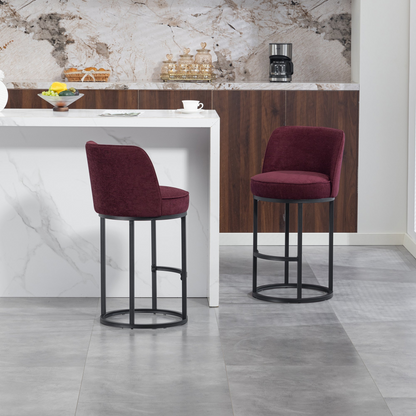 Modern barrel upholstered accent bar stool with backrest by Start2Finish, showcasing plush fabric and sleek design for stylish home seating.